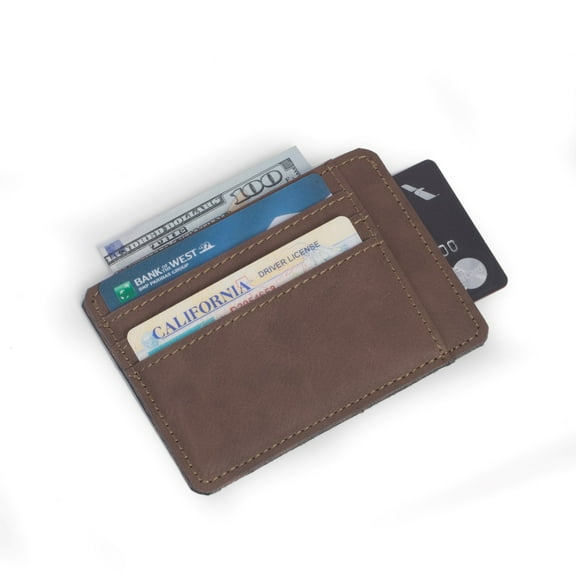 5 Slot Credit Card Holder in Rustic Brown Leatherette
