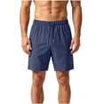 thumbnail image 3 of Afuyipoi ​Men's Quick-Dry Athletic Training Shorts with Zipper Pockets, 4-Way Stretch Performance Gym Shorts, Elastic Waist Activewear Shorts, Sizes M-5XL Dark Blue Size 4XL, 3 of 7