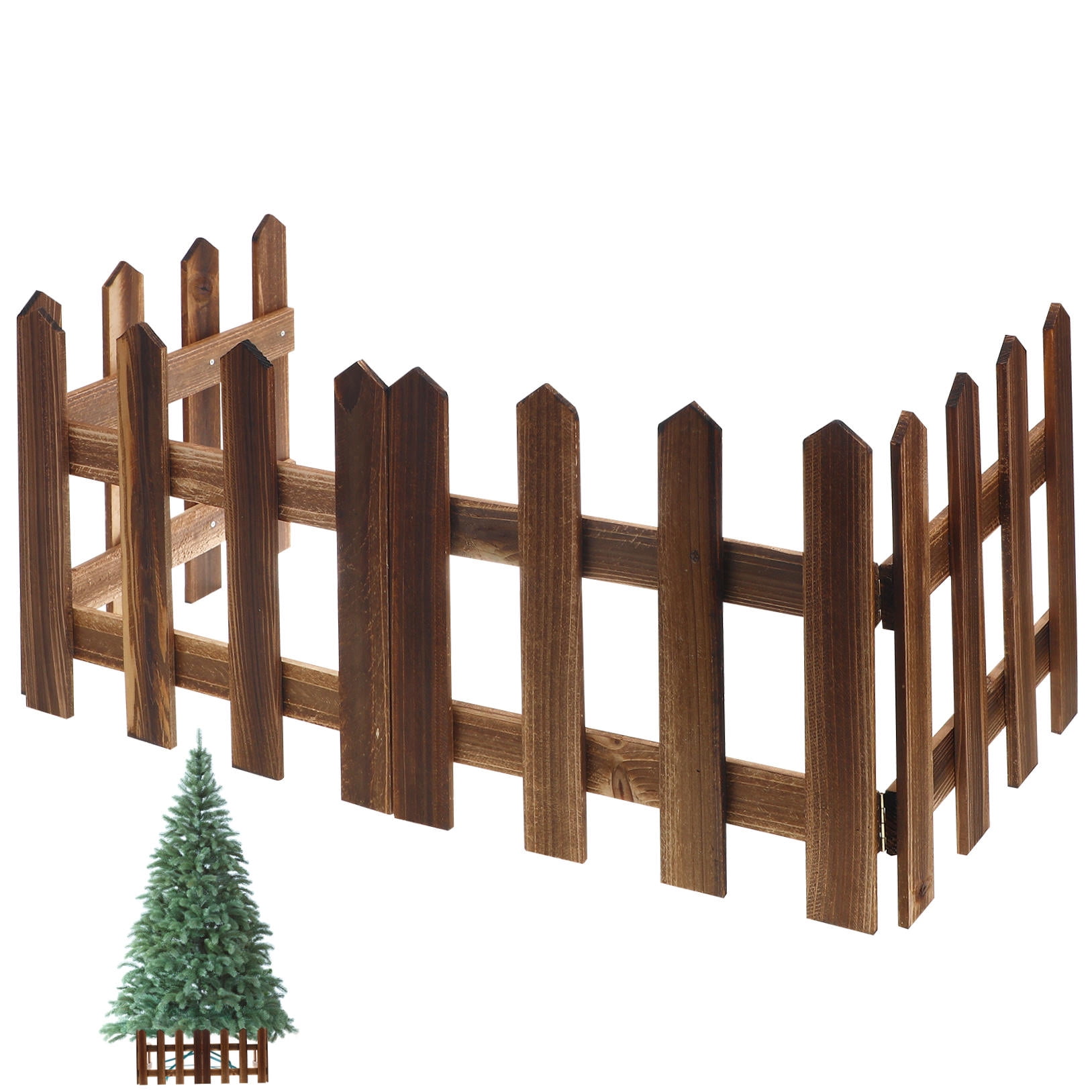 UPKOCH Decorative Picket Fence Decor Wooden Brown 1 Set 47.2x11.8x0.2in