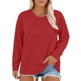 thumbnail image 2 of Juniors T-Shirts Plus Size Neck T Shirts Women Long Sleeve Tops Casual Summer Tshirts Loose Fit Tee T Shirts for Women, 2 of 6