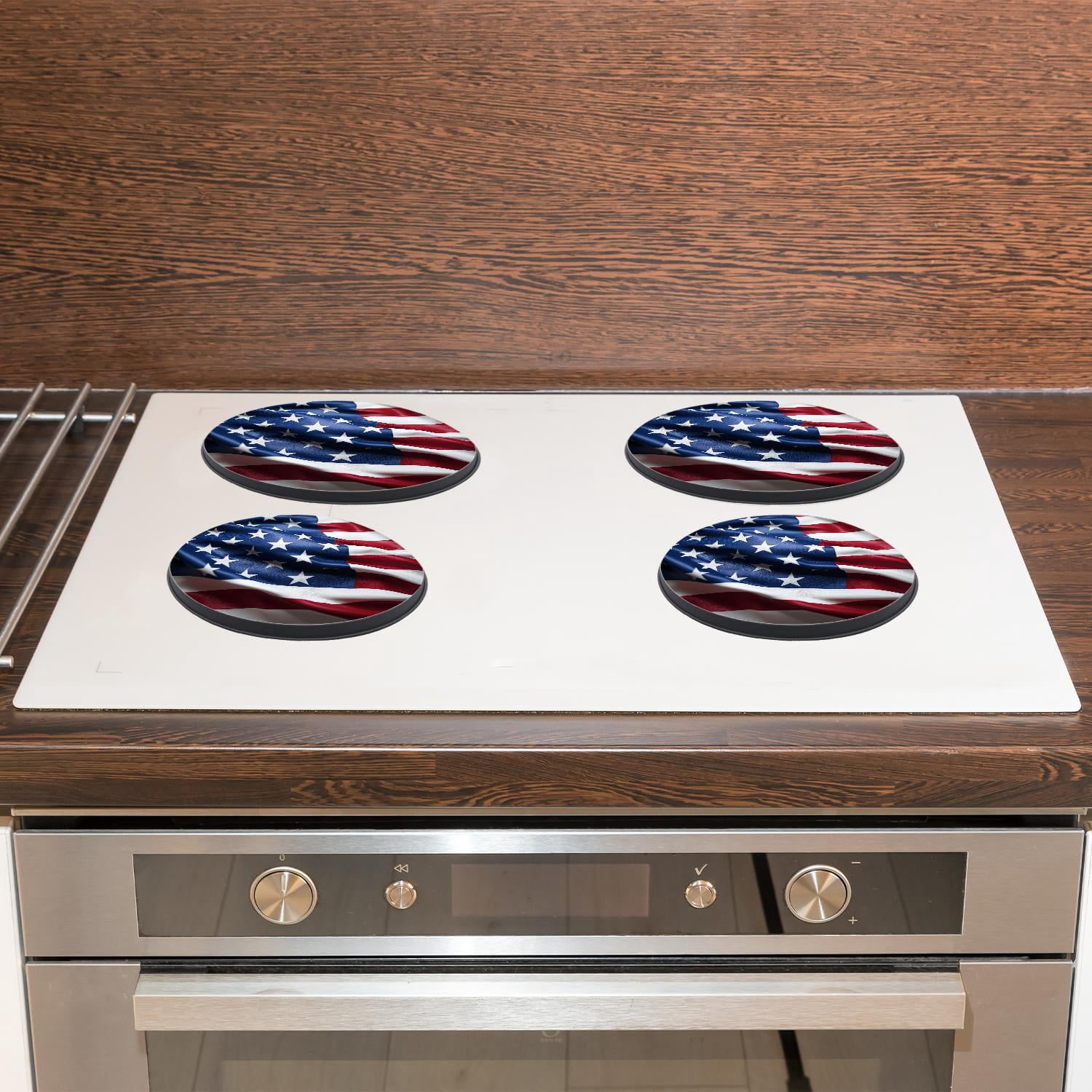 Stove Burner Covers 4 Pcs for Home Decor Cooktop Decorative ,Closeup of ruffled American flag Drawing, Round Electric Stove Burner Covers 8Inch And 10Inch