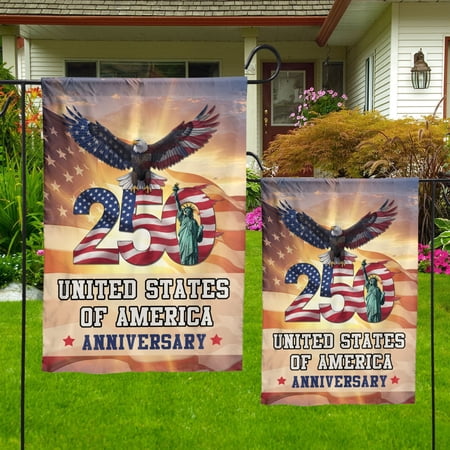 America 250 Anniversary Patriotic Flag, United States of America 1776–2026 Flag with Bald Eagle, Independence Day Outdoor Garden or House Decor