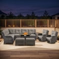 thumbnail image 2 of Bellefurn Patio Furniture Set with Fire Pit,9-Piece Outdoor Conversation Set with Patio Swivel Chairs Sectional Sofa and 2 Ottomans Side Table for Balcony, Porch, Garden, 2 of 11