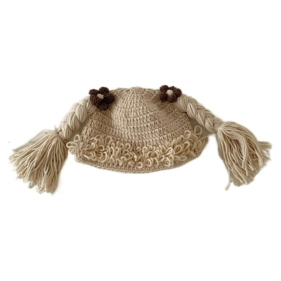 COOLHOOD Pigtail Braid Cap Crochet Knitted Winter Hat for Children Kids Aged 6-48 Months Bonnet Cap
