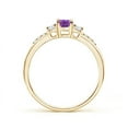thumbnail image 2 of ANGARA Natural Classic Oval Amethyst and Diamond Three Stone Ring in 14K Yellow Gold for Women (Size-6x4mm) | February Birthstone, Anniversary, Jewelry Gift for Women | Natural Amethyst Ring, 2 of 9