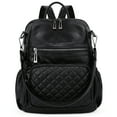 thumbnail image 2 of UTO Women's Backpack Purse PU Leather Large Designer Ladies Fashion Shoulder Handbag with Tassel(Black Quilted), 2 of 8