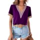 thumbnail image 1 of SAYOO Tops sueltos para mujer, manga corta, cuello en V, informal, fiesta, club, primavera, verano, patchwork SAYOO  Casual, 1 of 2