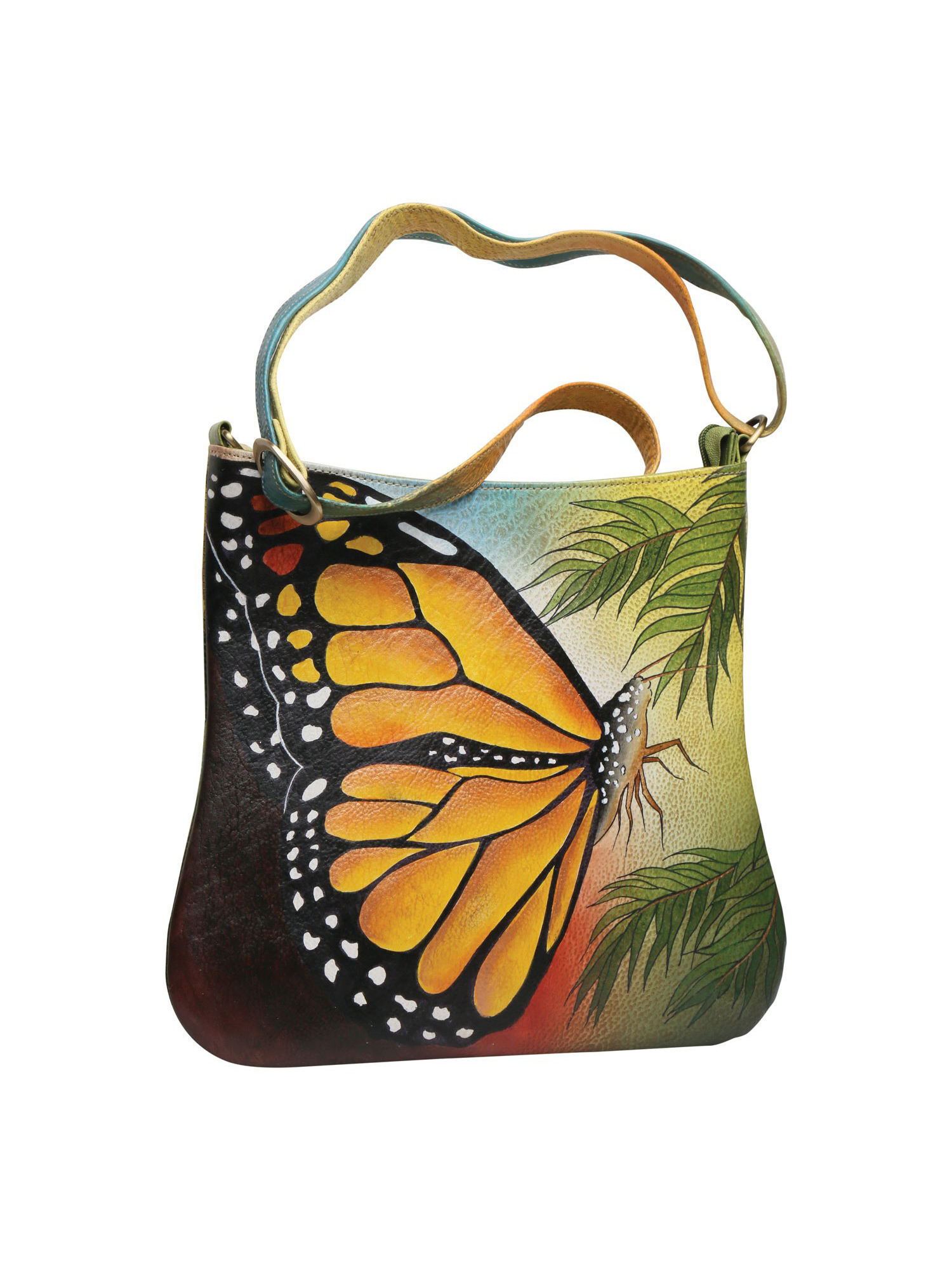 Handpainted Butterfly Shoulder Bag Leather Crossbody Strap Lined Pur Walmart Com