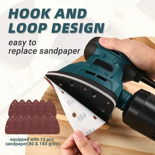 TACKLIFE Classic Mouse Detiail Sander with Replacement Sandpaper