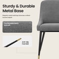 thumbnail image 4 of COLAMY LUMA Dining Chairs Set of 4, Upholestered Fabric Kitchen Chairs with Metal Legs and Padded Cushion, Armless Accent Side Chair for Dining Room, Kitchen, Gray, 4 of 12