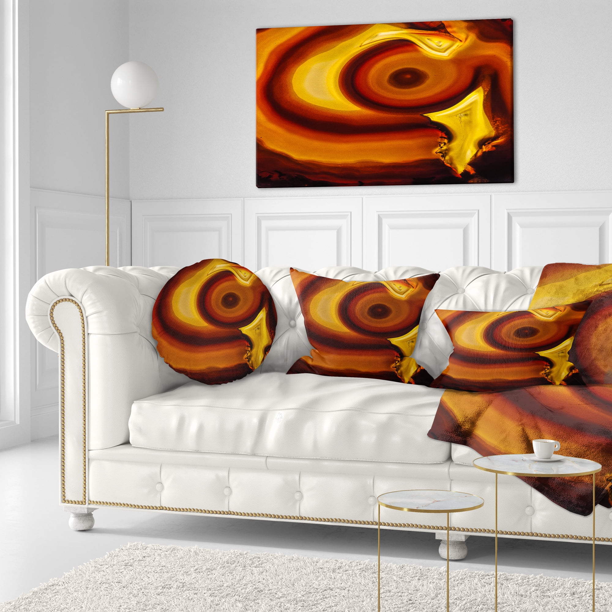 Designart Agate Geode Slice Macro - Abstract Throw Pillow - 12x20