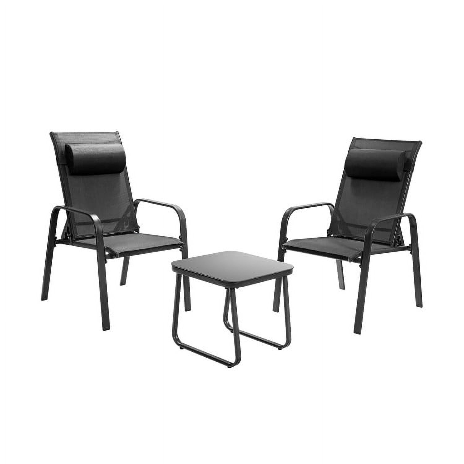 Aimee Lii 3 Pieces Outdoor Patio Furniture Set, Patio Bistro Furniture Set with Adjustable Backrest, Black