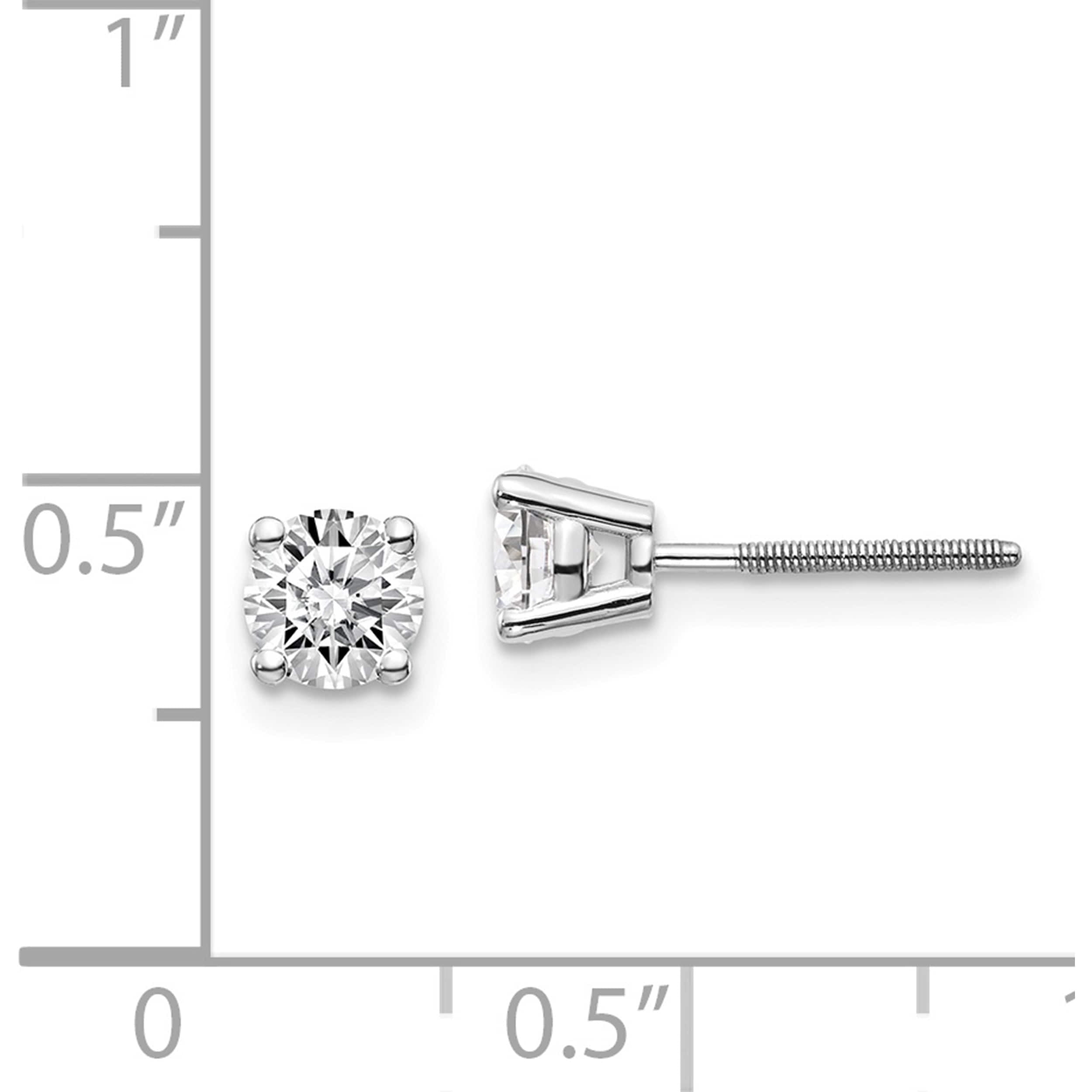 14K White Gold 14Kw .75Ct Si3 G-I Diamond Stud Thread On/Off Post Earrings (4.5 X 4.5) Made In United States st3-75w