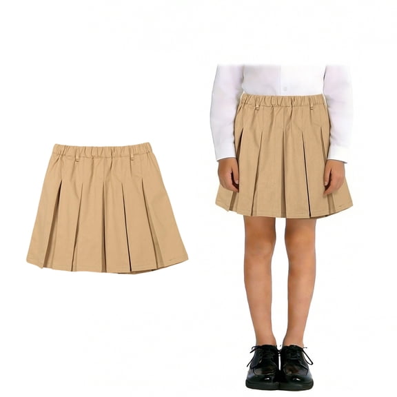 Uniform Dresses for Girls Pleated Skirt Beige School Uniform Skirts for Girls 5-6 Years