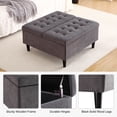 thumbnail image 5 of 33" Large Square Ottoman with Storage, Lift Top Coffee Table Upholstered Tufted Velvet Oversized Storage Footrest Ottomans Toy Box for Living Room, Beige, 5 of 7