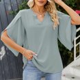 thumbnail image 2 of Fesfesfes Womens Tunic Tops Womens Casual Blouse Loose V-neck Sleeve T-shirt Tops Womens Tops Short Sleeve M(US:6), 2 of 7