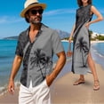 thumbnail image 2 of Jeiento His and Hers Matching Outfits Mens Summer Shirts Hawaiian Dress for Women Business Maxi Dress Coconut Tree Summer Sleeveless Work Pencil Skirt Matching Cruise Outfits for Couples, Gray, 2 of 7