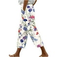 thumbnail image 2 of qelini Womens Capris with Pockets and Drawstring Labor Day Basic Edition Capris Stretch Pull On Printing Plus Size 2024 Summer Fall Fashion Lightweight Breathable White L, 2 of 5