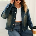 thumbnail image 6 of Leesechin Denim Jackets for Women Denim Jacket Long Sleeve Slimming Cardigan Pocket Coat Tops, 6 of 8