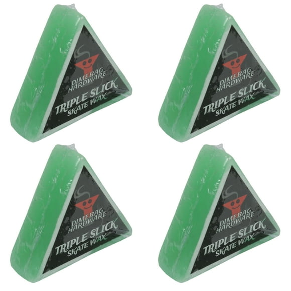 Triple Slick Skateboard Curb Wax Apple - Green 4 Pack Dime Bag Hardware