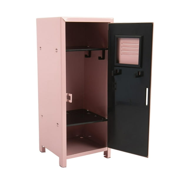 Mini Locker Girls Lockbox con cerradura y llave Organizador de almacenamiento de escritorio de metal para rosa