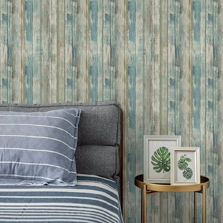 Wood Peel and Stick Wallpaper 17.7" x 236.2" Wood Plank Faux Wall Paper Self-Adhesive Wallpaper Covering Decorative Vintage Wood Wooden Grain Vinyl Film Roll