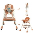 thumbnail image 5 of Liyufly 4-in-1 Baby High Chair Portable Toddler Baby Dining Chairs Eat & Play Convertible High Chair with 5-Point Harness, Dinner Plate and Toy Rack, Brown, 5 of 10