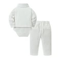 thumbnail image 2 of CARETOO Baby Boy Suit Toddler Boy Dress Clothes Gentleman Wedding Baptism Outfits, Formal Dress Shirt+Bowtie+Vest+Boutonniere+Suspender Pants, 2 of 15
