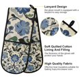 thumbnail image 2 of Yayeee Double Oven Mitt Kitchen Heat Resistant Baking 35" x7" Quilted Glove, Blue Floral, 2 of 6
