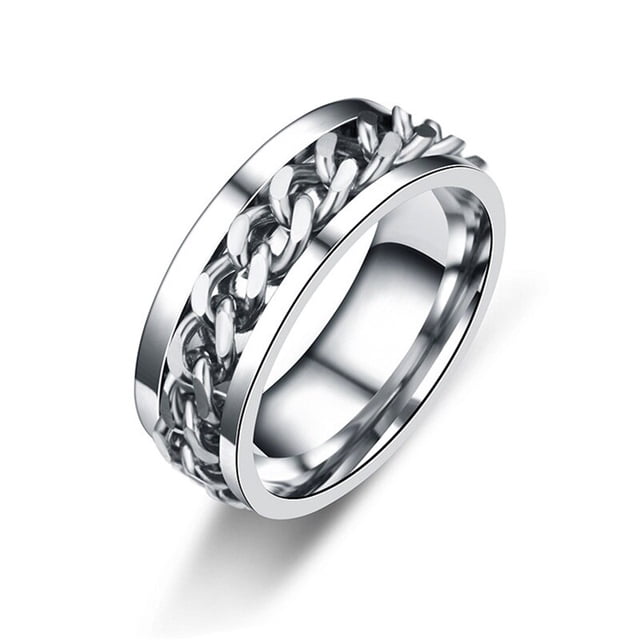 Ins moda mujer cadena enlace hombres anillo giratorio acero inoxidable cadena enlace hombres titanio acero sacacorchos anillo regalo Tan Jianjun unisex