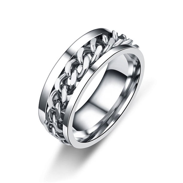 Ins moda mujer cadena enlace hombres anillo giratorio acero inoxidable cadena enlace hombres titanio acero sacacorchos anillo regalo Tan Jianjun unisex