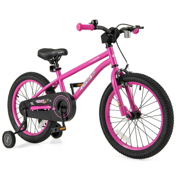 Costway 18-Inch Kid’s Bike for 4-8 Years Old with Adjustable Saddle & Anti-slip Handlebar Pink