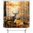 thumbnail image 2 of 4PCS Rustic Cabin Shower Curtain Sets with Rugs, Waterproof Fabric Shower Curtain, Woodland Animal Bear Deer Mallard Duck Bass Fish Wildlife Lake Hunting Lodge Country Farmhouse Bathroom Decor, 2 of 7