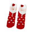 thumbnail image 5 of Calcetines navideños para mujer, pantuflas peludas, dibujos animados de Papá Noel, reno, lunares a rayas, medias cálidas y acogedoras de lana de Coral para invierno, 5 of 5