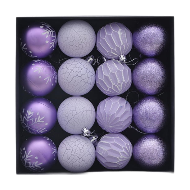 16 Adornos Navideños de Bolas, Bolas, Adornos Colgantes para Árbol de Navidad DIY Púrpura