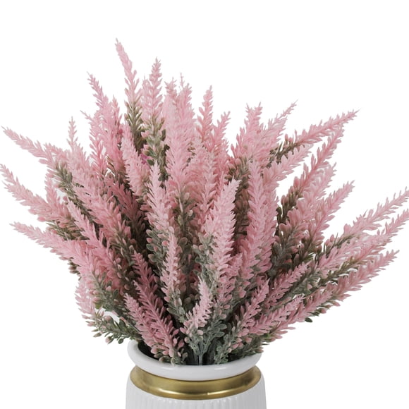 cn-Knight 12pcs Lavender Artificial Flowers,15 Inch Fake Lavender Plants,Realistic Faux Lavender Stems for Home Decor Centerpiece Wedding Bouquet,Pink