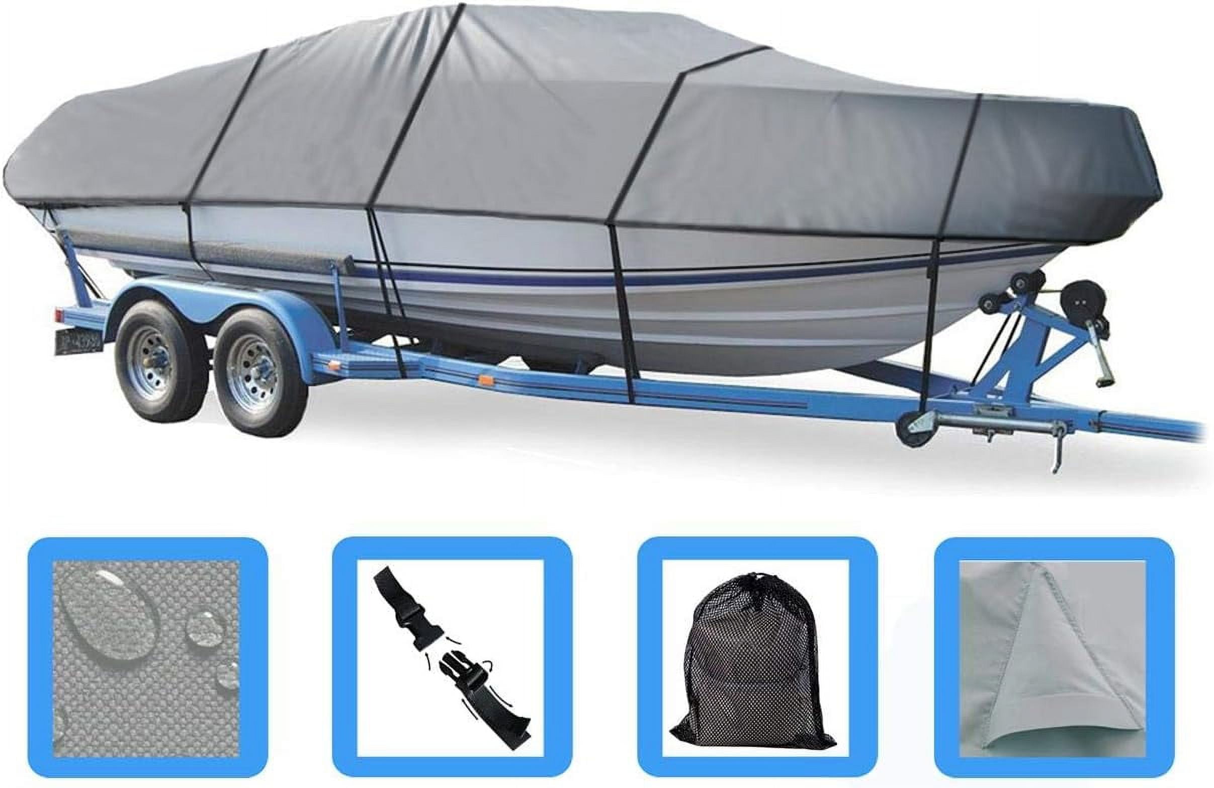 Boat Cover Compatible with Bayliner Capri 2000 CG Bowrider O/B Outboard Motor 1992 Grey Color, Heavy-Duty, Towable, Mooring, Storage Boat Cover Compatible with Bayliner Capri 2000 CG Bowrider O/B Outboard Motor 1992 Grey Color, Heavy-Duty, Towable, Mooring, Storage