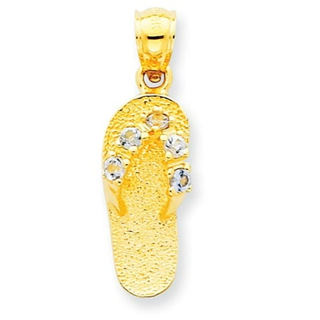 14k Yellow Gold March/CZ Synthetic Birthstone Flip Flop Pendant
