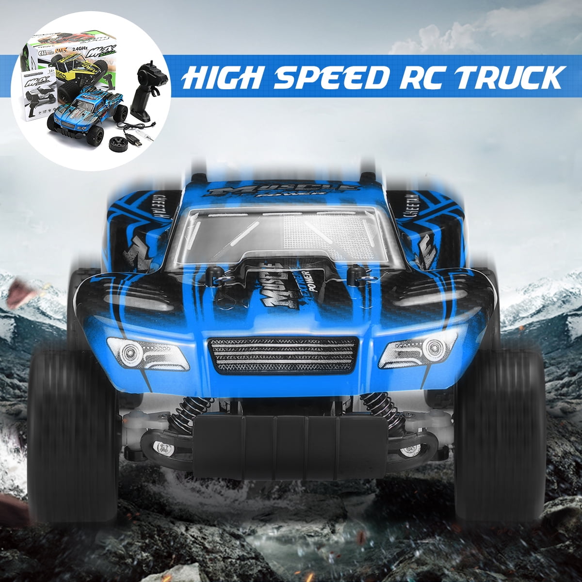 Blue） STOTOY Remote Control Cars,RC Rock Off-Road Vehicle 2.4Ghz 4WD Fast Speed Racing Cars