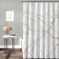 thumbnail image 2 of White Gold Marble Shower Curtain, Marble Texture Shower Curtain Set with Hooks, Spring Summer Waterproof Fabric Shower Curtains for Bathroom Decor, 72x72 Inch Bath Curtain, 2 of 6