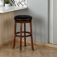 thumbnail image 6 of Reggie Swivel Barstool Set of 2, Black Faux Leather, Brown Mahogany, 6 of 6