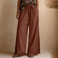 thumbnail image 2 of GUACER Womens Linen Wide Leg Pants Drawstring with Tassels & Pockets Palazzo Trousers for Beach & Casual Wear, 2 of 6