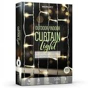 Merkury Innovations Indoor/Outdoor Weatherproof Cascading Curtain Lights With Flashing Modes, Battery-Operated Led Lighted Backdrop Curtain For Bedroom, Wedding, Decoration, Or Christmas (Warm White)
