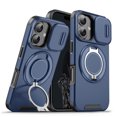 thumbnail image 4 of For Apple iPhone 16 Pro (6.3") Hybrid 360° Rotatable Magnetic Ring Stand with Camera Slide Protector [Compatible with MagSafe] Phone Case Cover by Xpression - Blue, 4 of 5