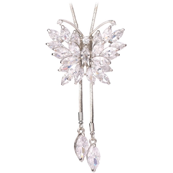 Adjustable Butterfly Pendant Necklace Silver Costume Jewelry For Women 1Set