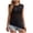 Black, variant on Womens Summer Tank Tops Solid Color Round Neck Sleeveless Blouses with Fringe Trim Flowy Asymmetric Split Hem Shirt Trendy Going Out Wear Black
