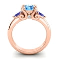 thumbnail image 4 of 2.50 Carat Round Cut Blue Topaz & Blue Sapphire Gemstone Fany Engagement Ring for Women Solid 14K Rose Gold Size 7.5 by Diamond-Capitals, 4 of 8