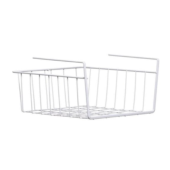 Stackable Under Shelf Baskets - White Pantry Baskets Under Shelf Organizer for Organization and Storage, Hanging Wire Baskets for Cabinet Shelf、Desk Bookshelf， 1 Pack