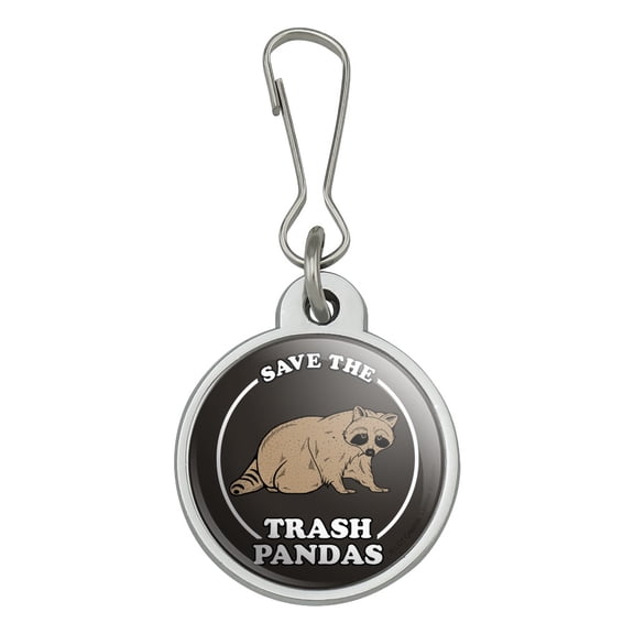 Save the Trash Pandas Raccoons Funny Humor Jacket Handbag Purse Luggage Backpack Zipper Pull Charm
