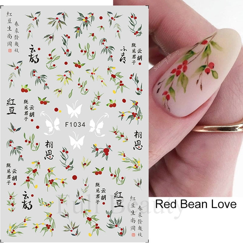 Simple Flowers 3D Nail Stickers Spring Summer Blossom Floral Tulip Fruit Nail Art Decals Adhesive Sliders Manicure Decorations